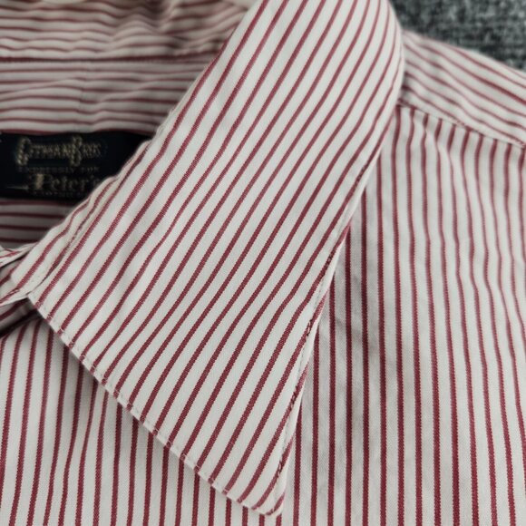 Gitman Bros 16.5 34 Point Collar Red Striped Long Sleeve Button Up Shirt Cotton - Picture 6 of 16